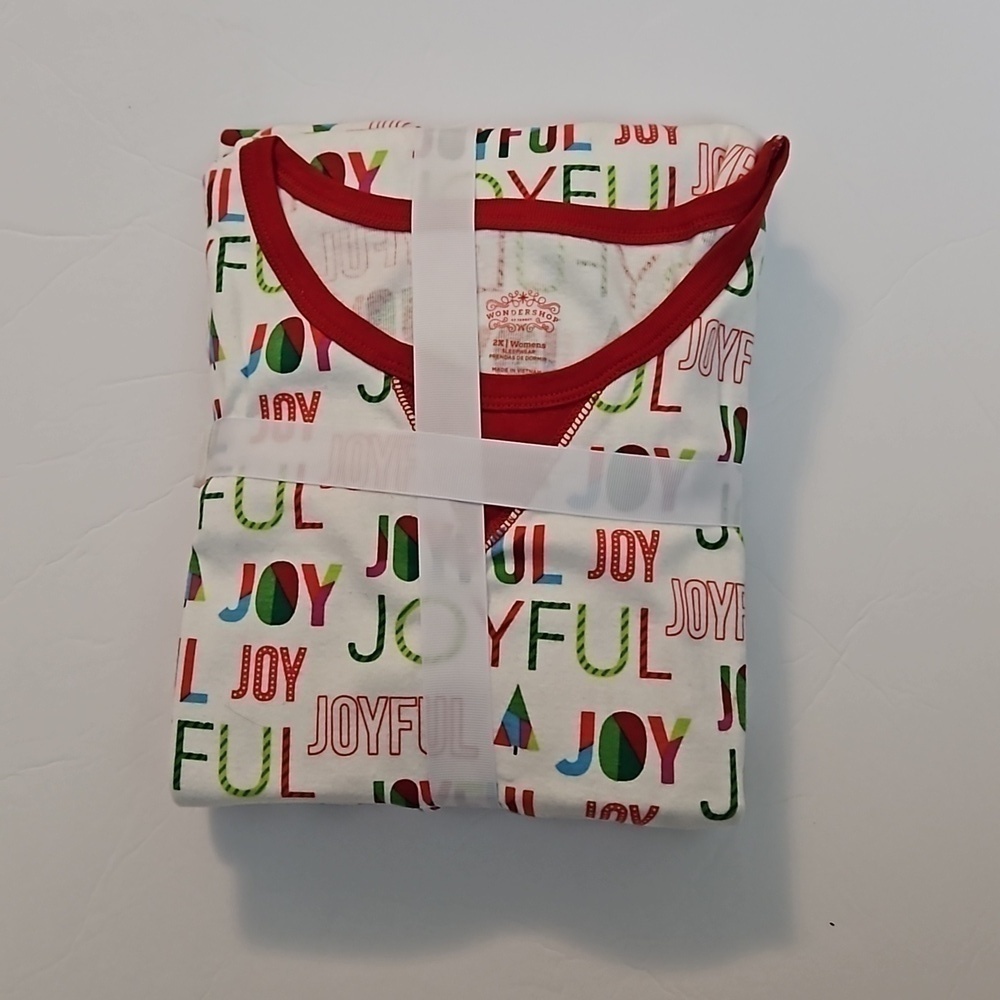 Wondershop Women's'  2 piece Pajamas  Set sz 2X Cream Red Green NWOT